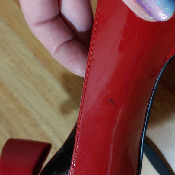 Paris Hilton 🥳 HOST PICK🥳 Vintage Red Bow Open Toe Heels 6 - Picture 14 of 16